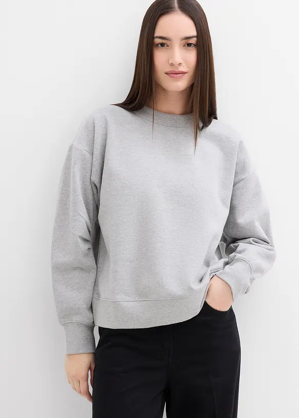 Sweatshirt med vid ribbekrage, av økologisk bomull, bonprix