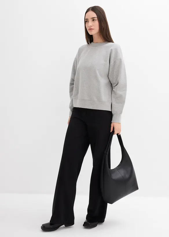 Sweatshirt med vid ribbekrage, av økologisk bomull, bonprix