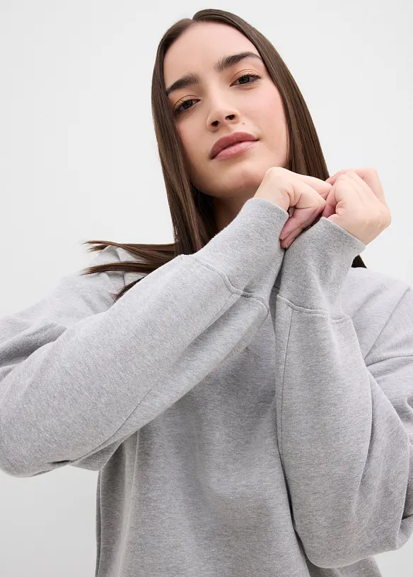 Sweatshirt med vid ribbekrage, av økologisk bomull, bonprix
