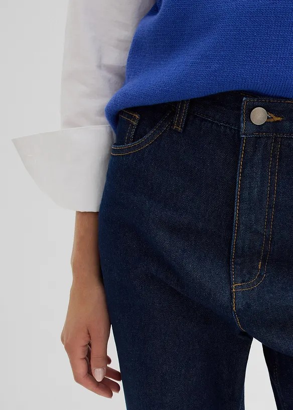 Straight Jeans, High Waist, Long av økologisk bomull, bonprix