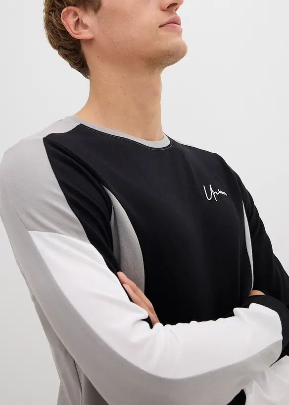 Langermet shirt i elastisk bomullsmiks, Slim Fit, bonprix