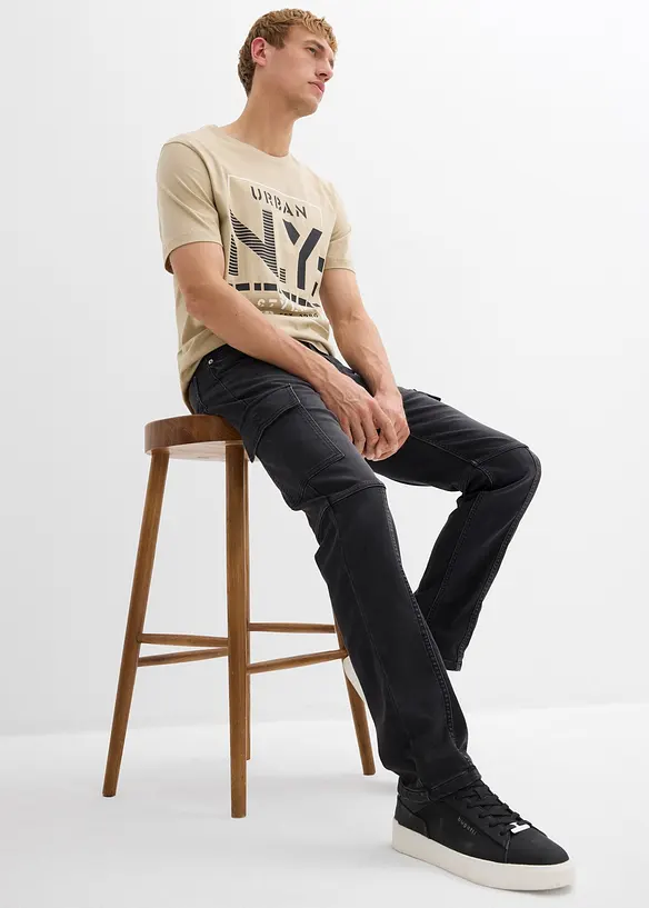 Regular Fit-joggejeans i cargomodell med komfortlinning, Straight, bonprix
