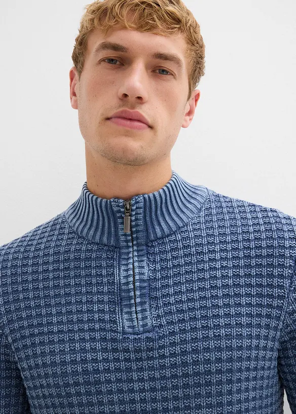 Grovstrikket troyer-genser i vasket look, bonprix