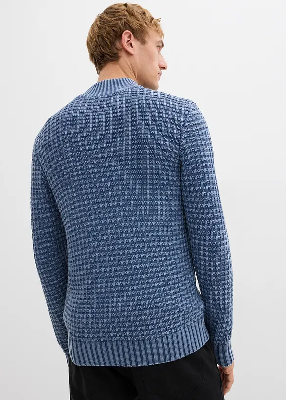 Grovstrikket troyer-genser i vasket look, bonprix