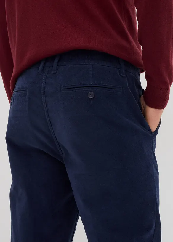 Regular Fit kordfløyelsbukse med stretch og økologisk bomull, Tapered, bonprix