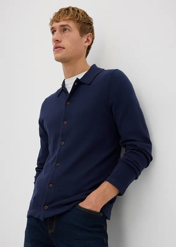 Finstrikket cardigan med utsøkt merinoull, Slim Fit, bonprix