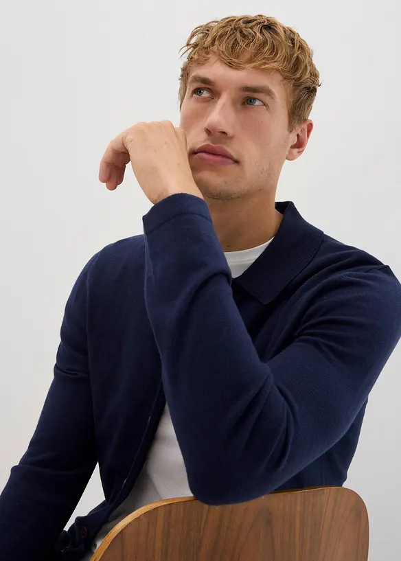 Finstrikket cardigan med utsøkt merinoull, Slim Fit, bonprix