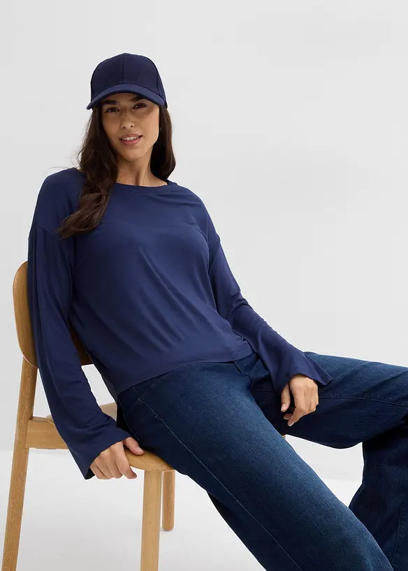 Oversized topp i lett viskose-/elastanmiks, bonprix