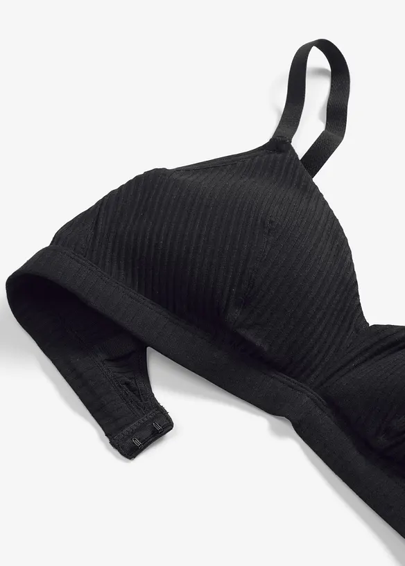 Vattert bralette i ribbet materiale med økologisk bomull, bonprix