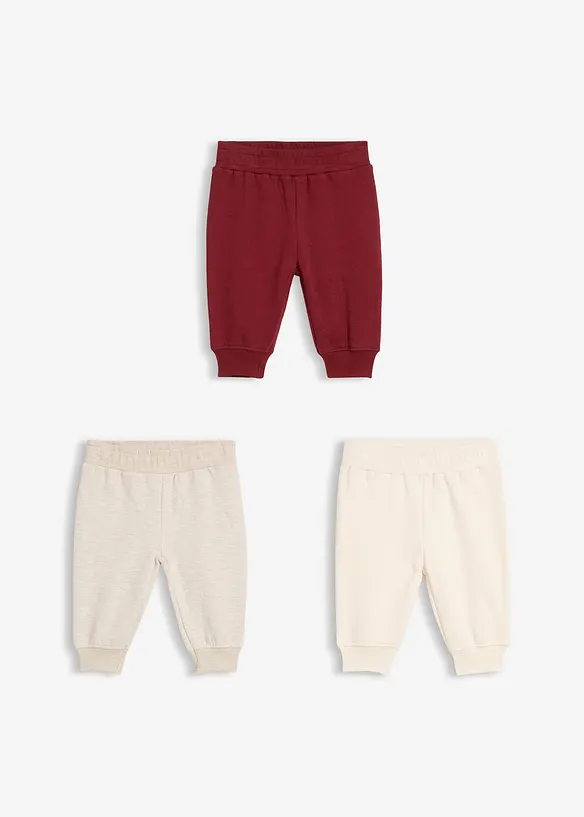 Joggebukse til baby i økologisk bomull (3-pack), bonprix