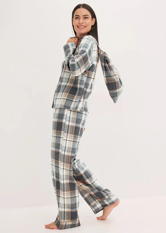 Pyjamas i flanell med lurex og gaveforpakning, bonprix