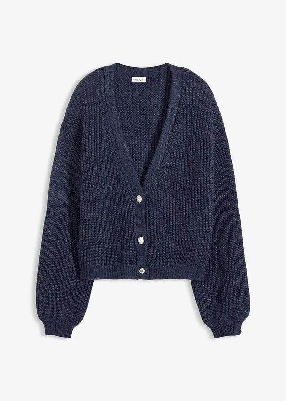 Oversized strikkejakke med glittergarn og ullandel, bonprix