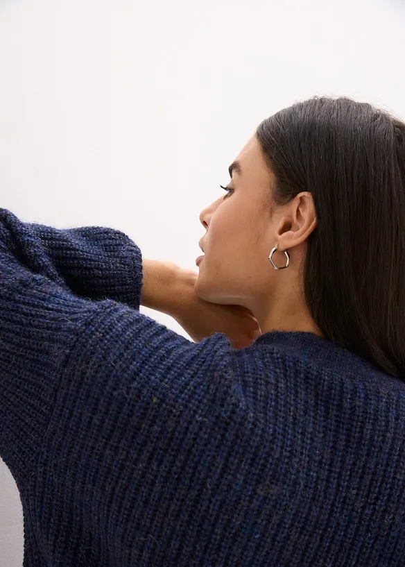 Oversized strikkejakke med glittergarn og ullandel, bonprix