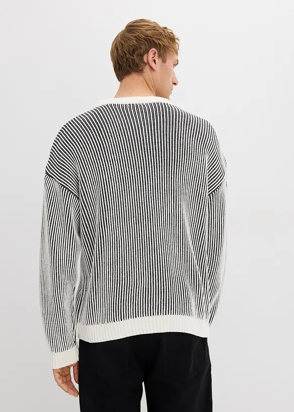 Ribbet genser av bomullsmiks, Loose Fit, bonprix