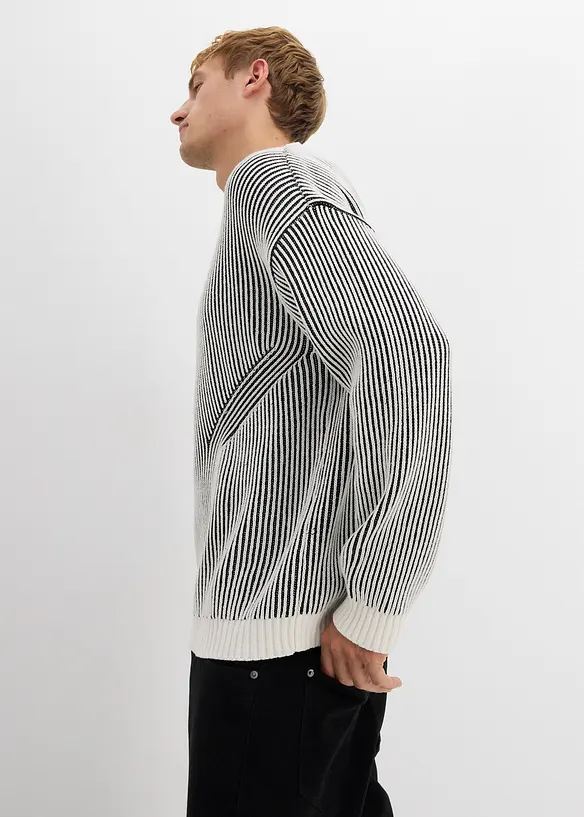 Ribbet genser av bomullsmiks, Loose Fit, bonprix
