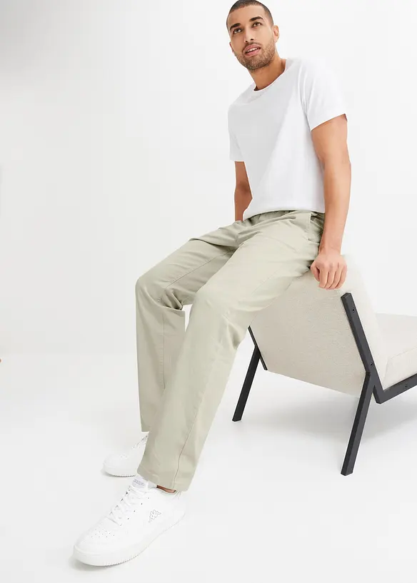 Relaxed Fit stretch-chinos med økologisk bomull, Straight, bonprix