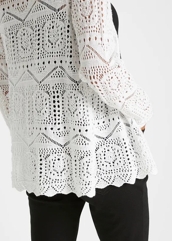 Cardigan med hullmønster, bonprix