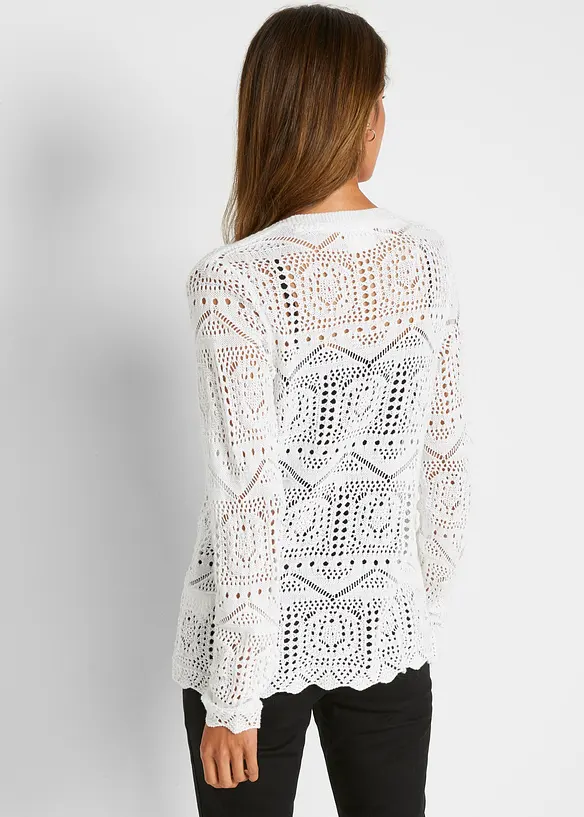 Cardigan med hullmønster, bonprix