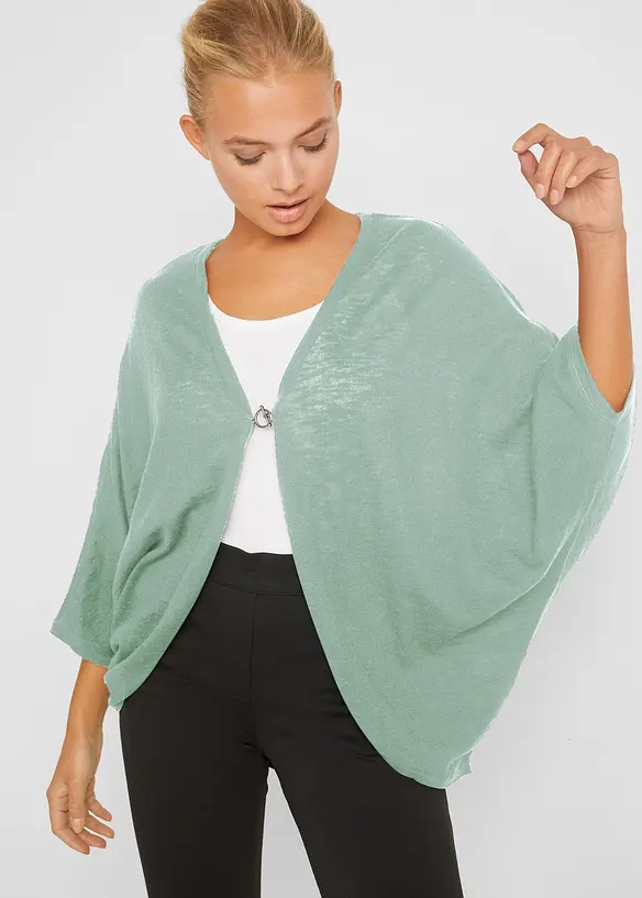 Finstrikket cardigan i 100% bomull, bonprix