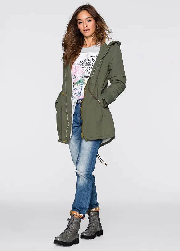Parkas med pilefleece, bonprix