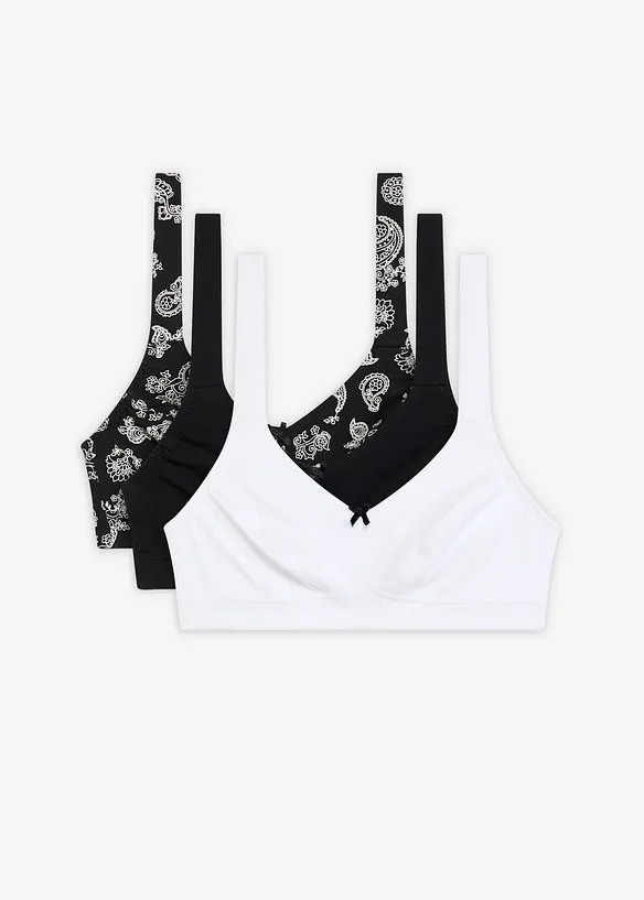 BH uten bøyle med økologisk bomull (3-pack), bonprix
