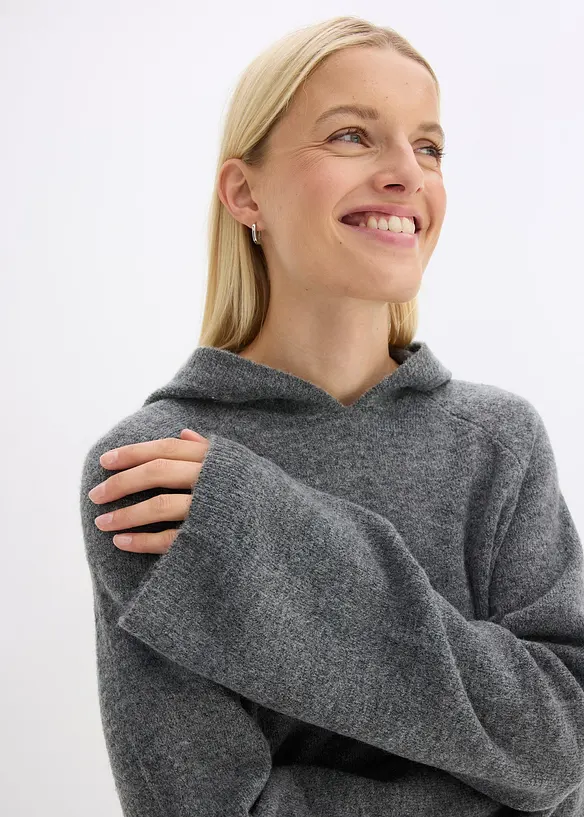 Strikket hoodie, bonprix