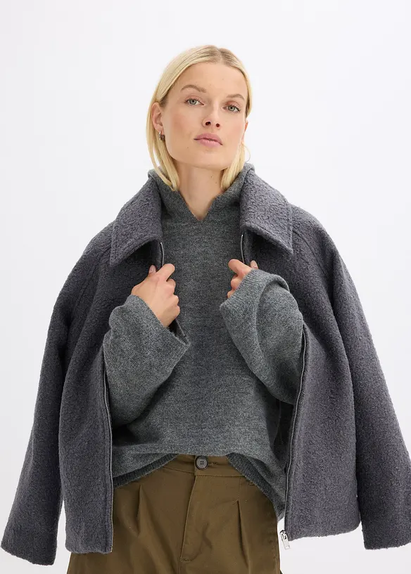 Strikket hoodie, bonprix