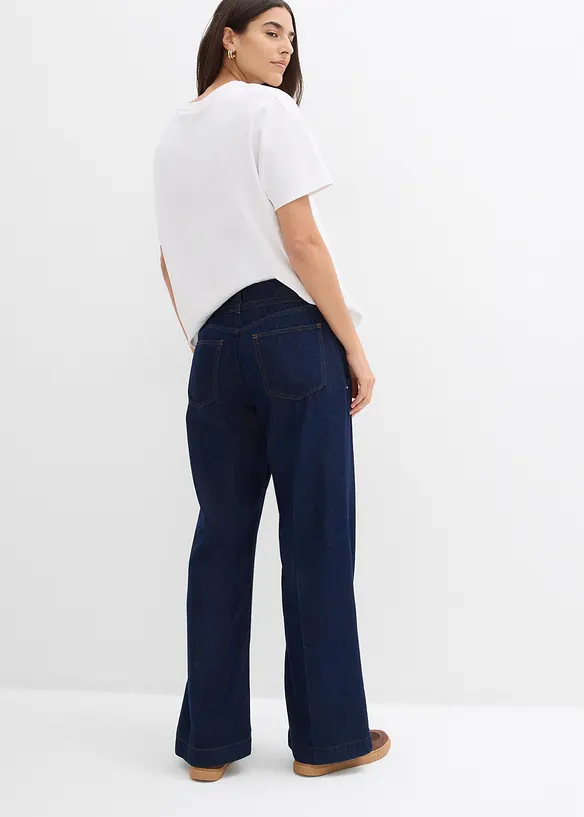 Wide Leg-jeans med belte Mid Waist, bonprix