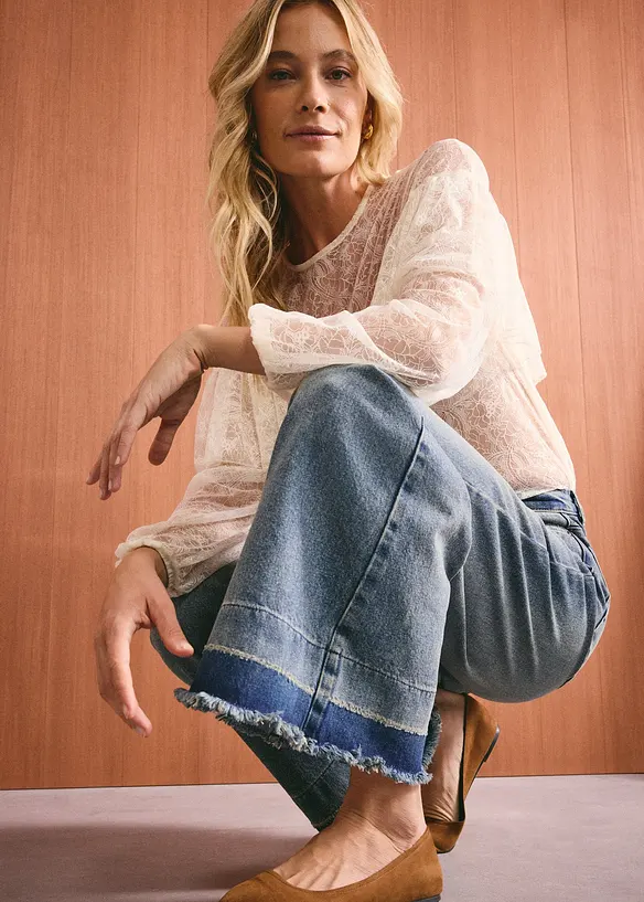 Wide leg-jeans, Mid Waist, bonprix