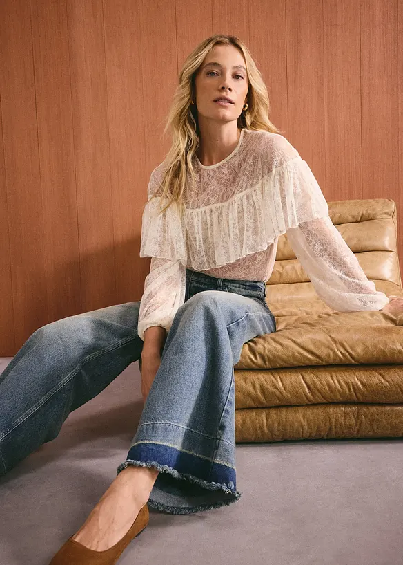 Wide leg-jeans, Mid Waist, bonprix