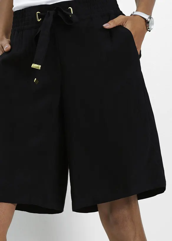 Bermudashorts i viskose med knytebelte, bonprix