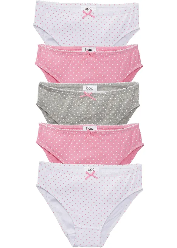 Truse i myk bomull med satengsløyfe (5-pack), bonprix