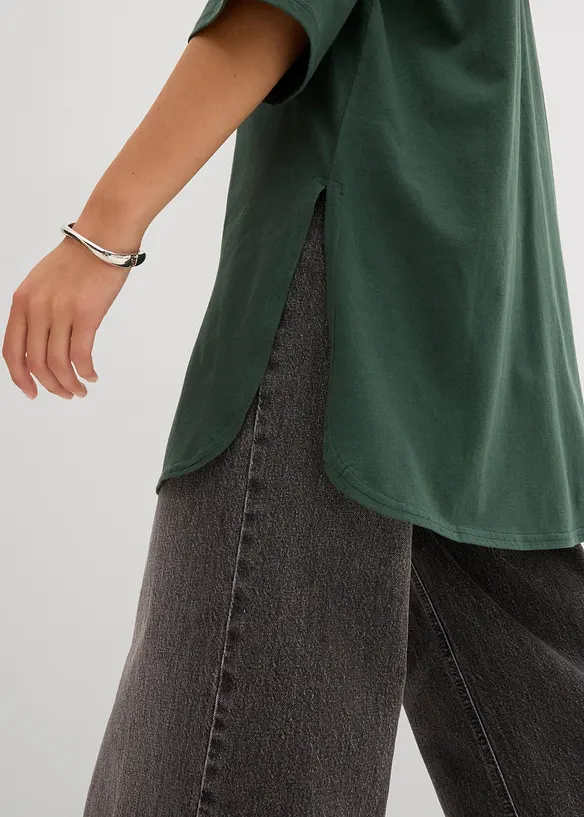 Oversized, lang topp i 100% økologisk bomull, bonprix
