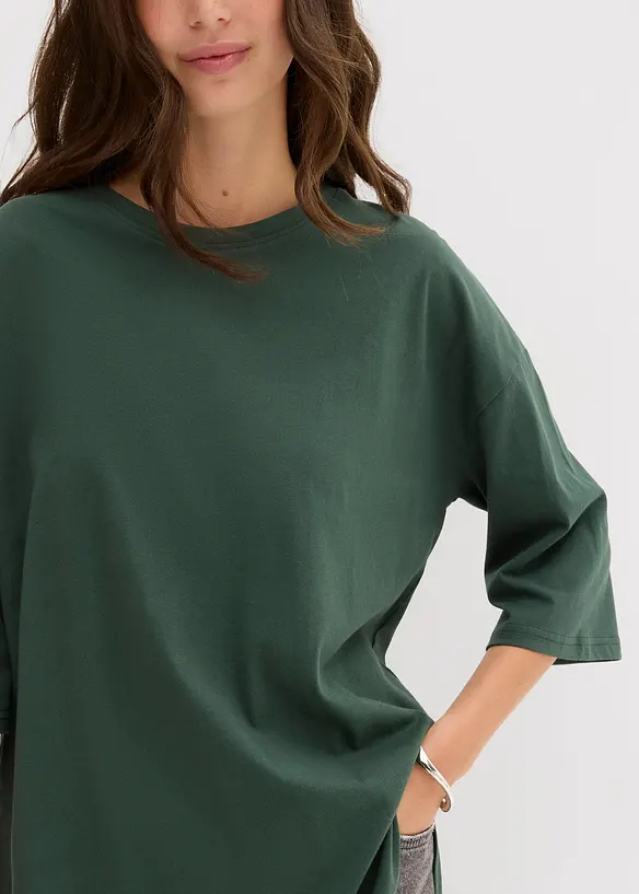Oversized, lang topp i 100% økologisk bomull, bonprix