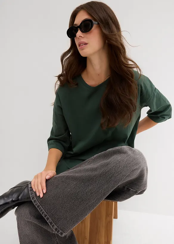 Oversized, lang topp i 100% økologisk bomull, bonprix