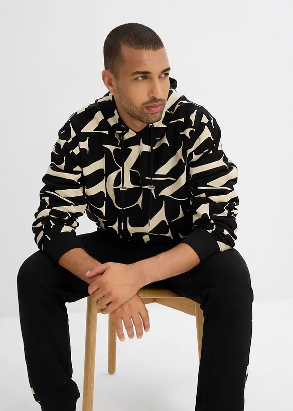 Sweatshirt med hette i økologisk bomull, Loose Fit, bonprix