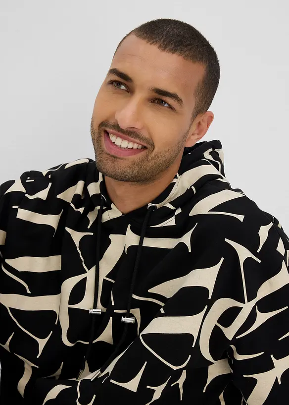 Sweatshirt med hette i økologisk bomull, Loose Fit, bonprix