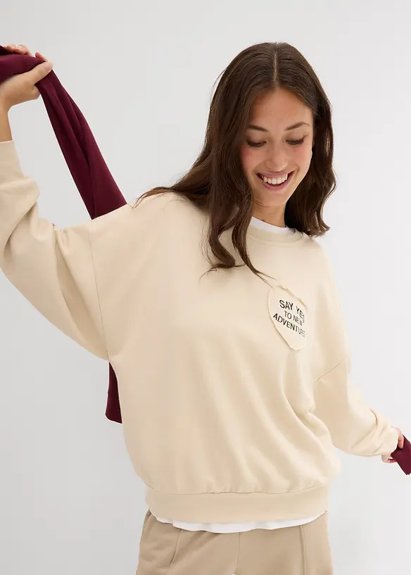 Oversized sweatshirt i myk bomullsmiks, bonprix