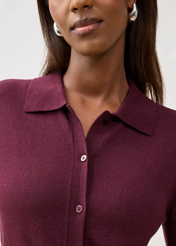 Finstrikket cardigan i myk ullmiks, bonprix