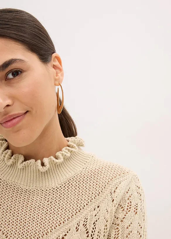 Genser i bomull med hullmønster, bonprix