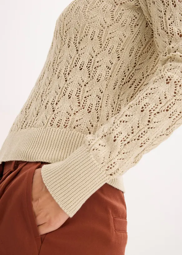 Genser i bomull med hullmønster, bonprix