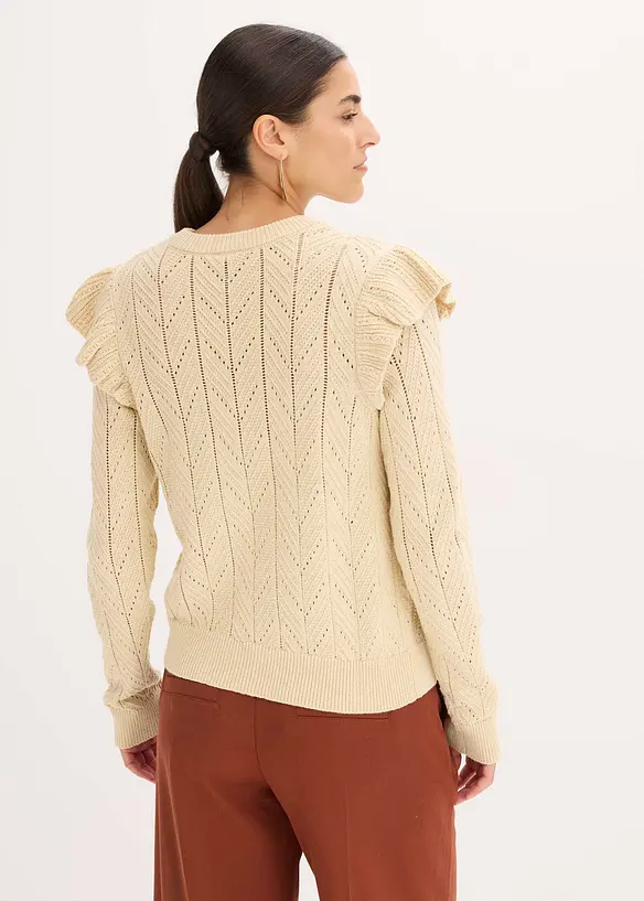 Cardigan med bomull og hullmønster, bonprix