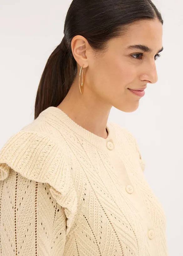 Cardigan med bomull og hullmønster, bonprix