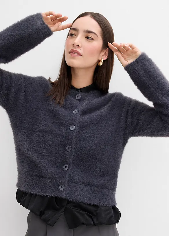 Cardigan i fjærgarn i viskosemiks, bonprix