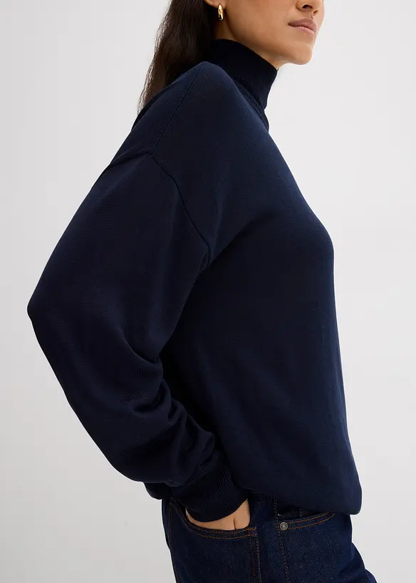 Turtleneck i viskose og lett finstrikk, bonprix