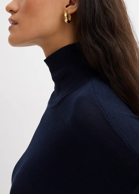 Turtleneck i viskose og lett finstrikk, bonprix