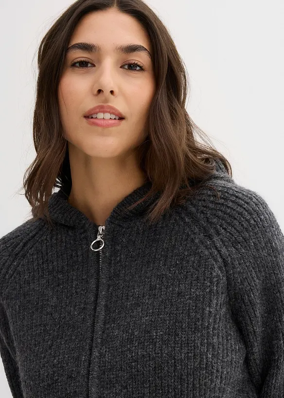 Cardigan med hette, bonprix