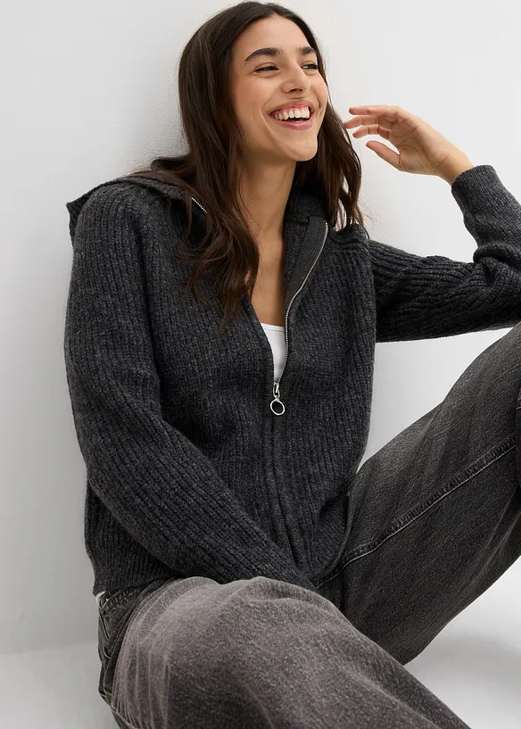 Cardigan med hette, bonprix