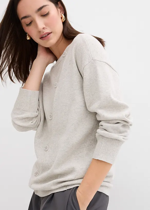 Finstrikket genser med asymmetrisk knappestolpe, bonprix