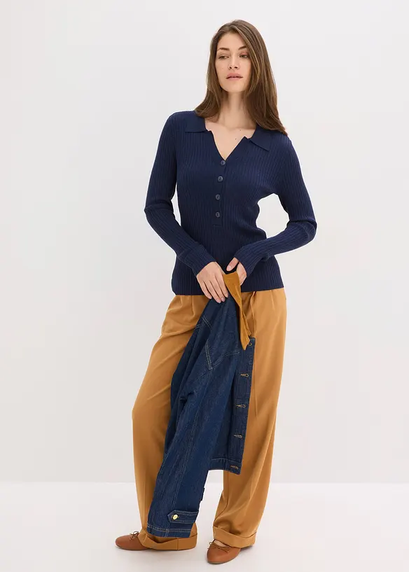 Finstrikket genser i myk viskosemiks, bonprix